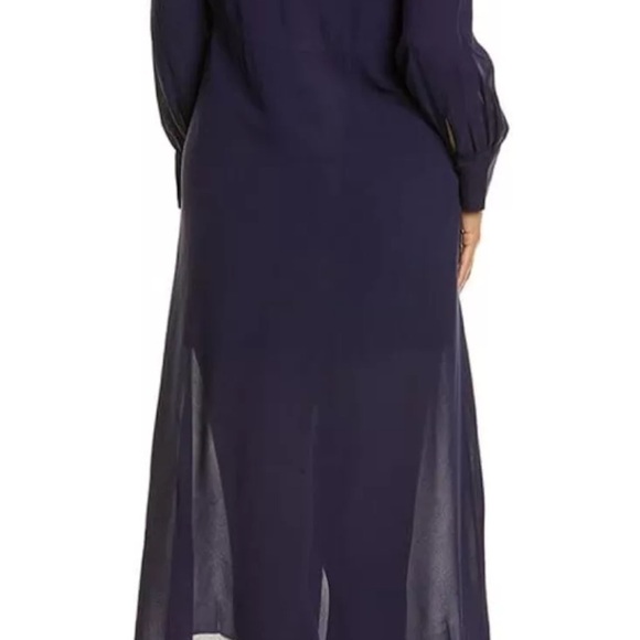 Ted Baker Faithiy Asymmetric Ruffle Midi Skirt Dress Dark Navy Womens Size Ted 2 - Picture 11 of 17